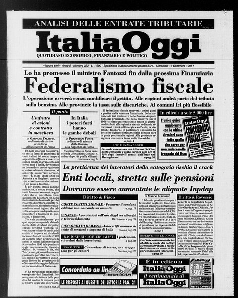 Italia oggi : quotidiano di economia finanza e politica